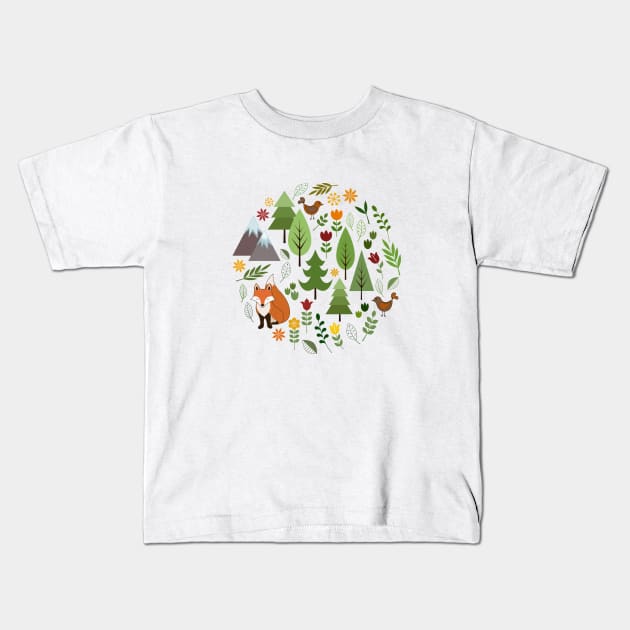 Scandinavian Style Illustrations Circle Design Kids T-Shirt by NataliePaskell